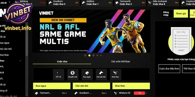 Phong cách thiết kế website ấn tượng của Vinbet